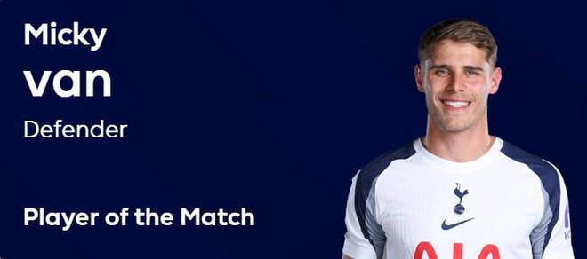 首开记录，范德芬当选伯恩利vs热刺全场最佳球员