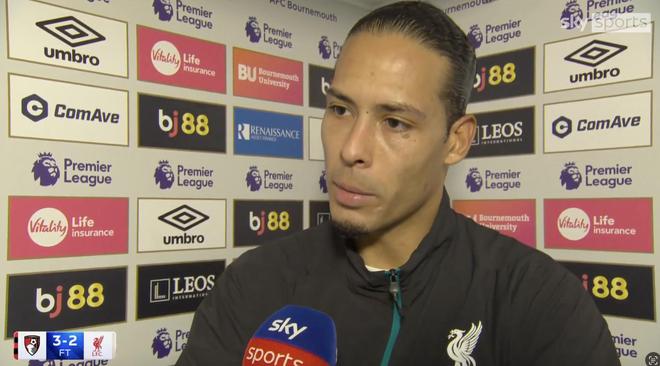 范戴克：伯恩茅斯绝杀时我在场上被阻挡了，但我们只能接受