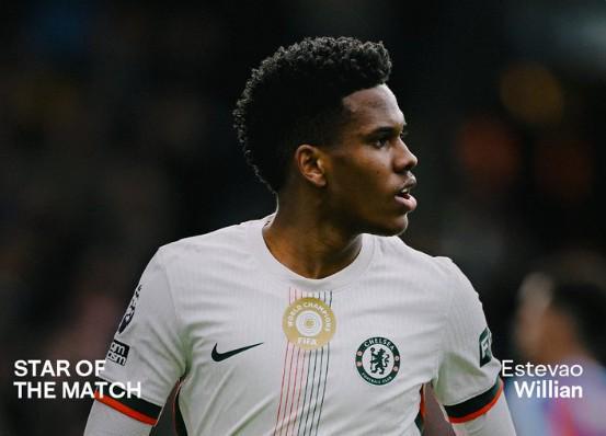 传射建功，埃斯特旺当选与水晶宫一役切尔西队内最佳球员