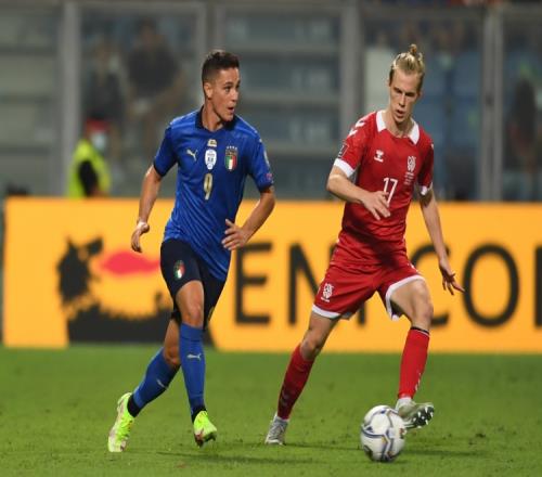 2021年首秀以来，拉斯帕多里为意大利打进9球是队内射手王