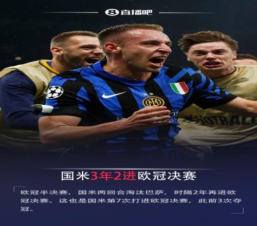 冲击第四冠！国米3年2进欧冠决赛，队史第7次进决赛