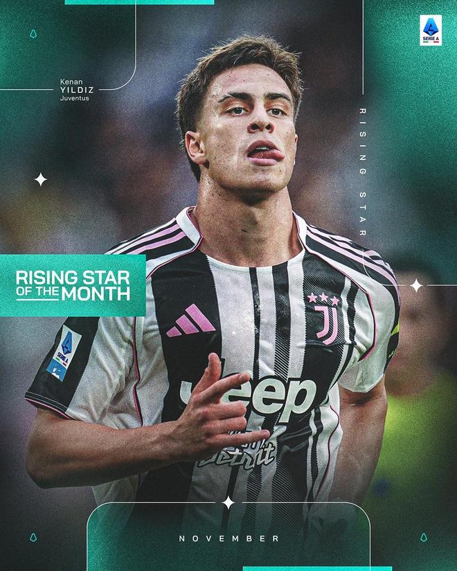 官方：尤文前锋伊尔迪兹当选意甲11月最佳新星