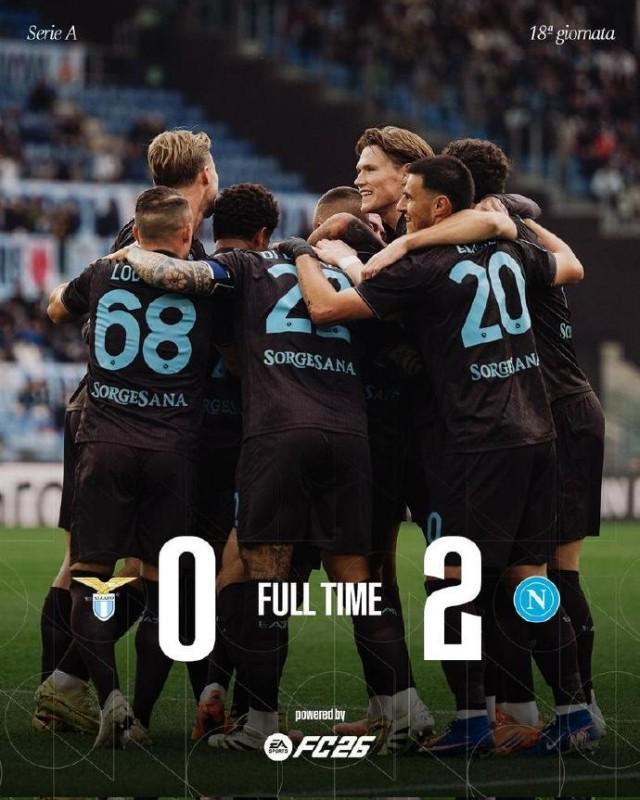 意甲：那不勒斯2比0拉齐奥升至次席