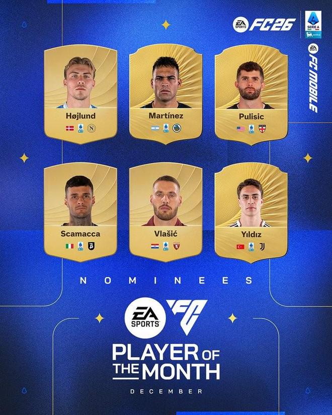 意甲12月最佳候选：霍伊伦、劳塔罗、普利希奇、弗拉希奇在列