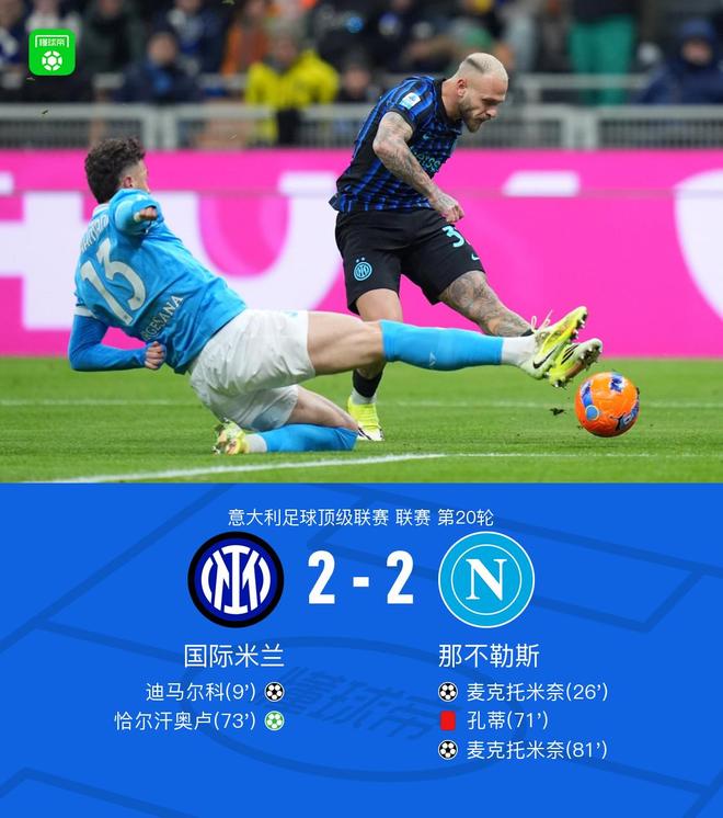剑南春丨国米2-2那不勒斯，迪马尔科破门，麦克托米奈双响