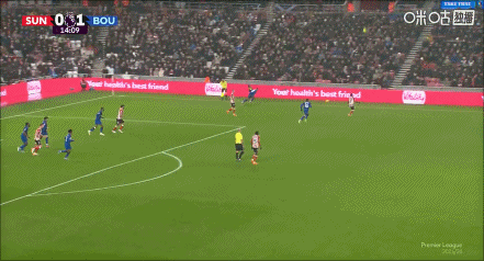 官方：伯恩茅斯中场亚当斯对桑德兰的吊射，当选英超11月最佳进球