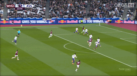 铁锤帮再度领先！波茨抽射鲍文门前机敏垫射破门，西汉姆2-1维拉