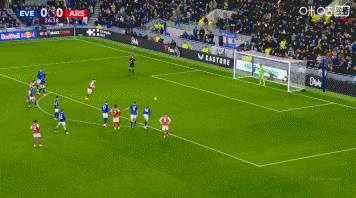 在打排球？奥布莱恩手球送点，约克雷斯点射破门！枪手1-0埃弗顿