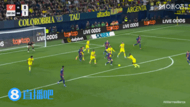 德容分球助攻，亚马尔禁区内混战中破门，巴萨2-0领先十人黄潜！