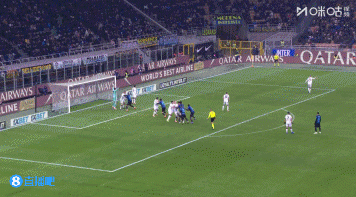 锁定胜局！图拉姆接右侧角球门前肩膀撞射入网，国米3-0博洛尼亚